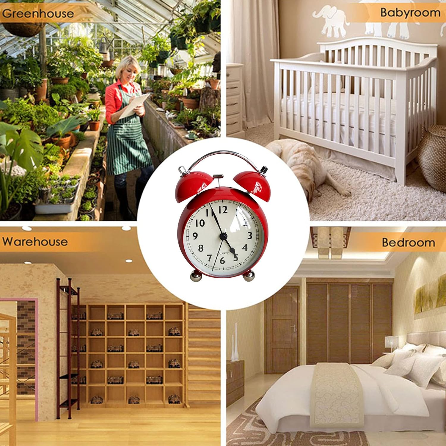 4 Inch Twin Bell Retro Alarm Clock with Backlight