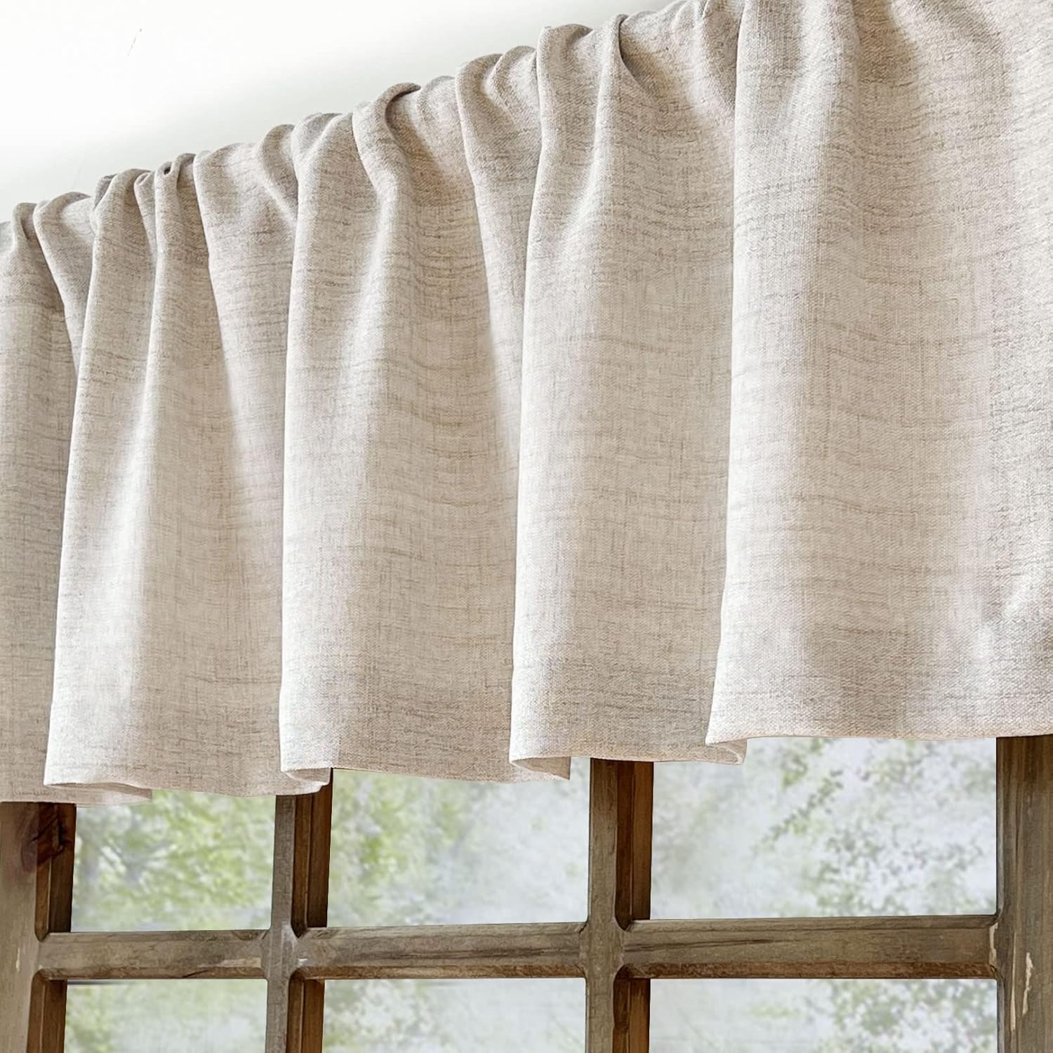 Oindec Faux Linen Valance 54x15 Inch Natural