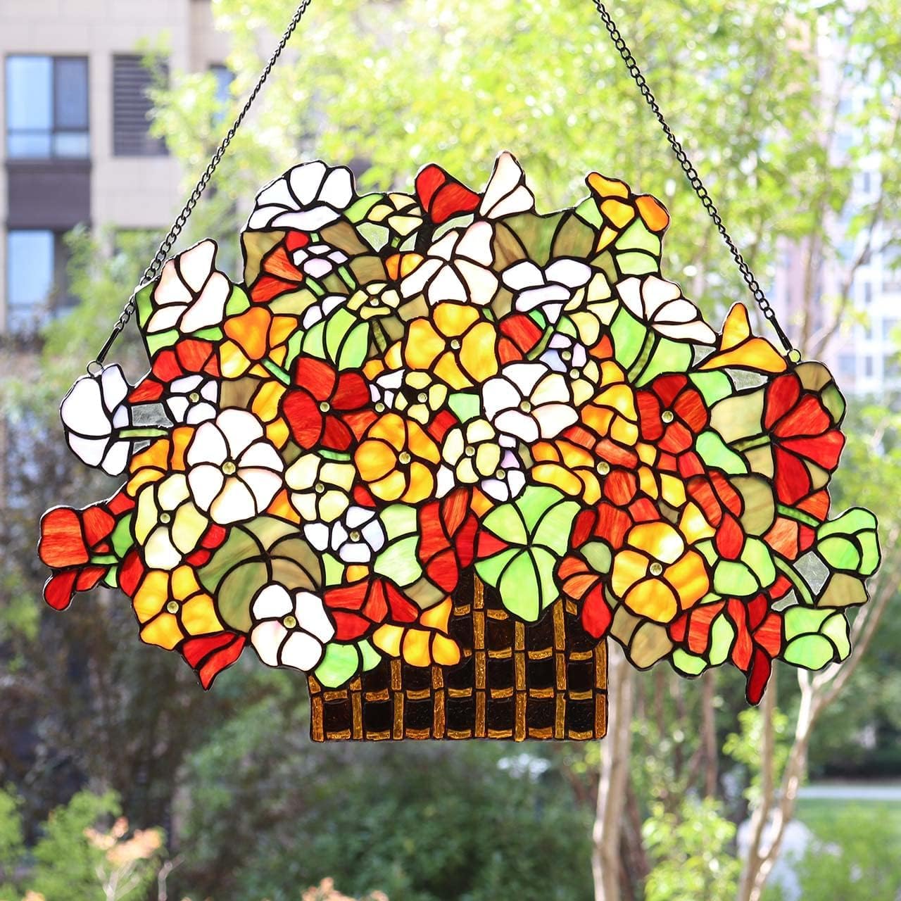 Bieye W10036 Forget-me-nots Stained Glass Panel