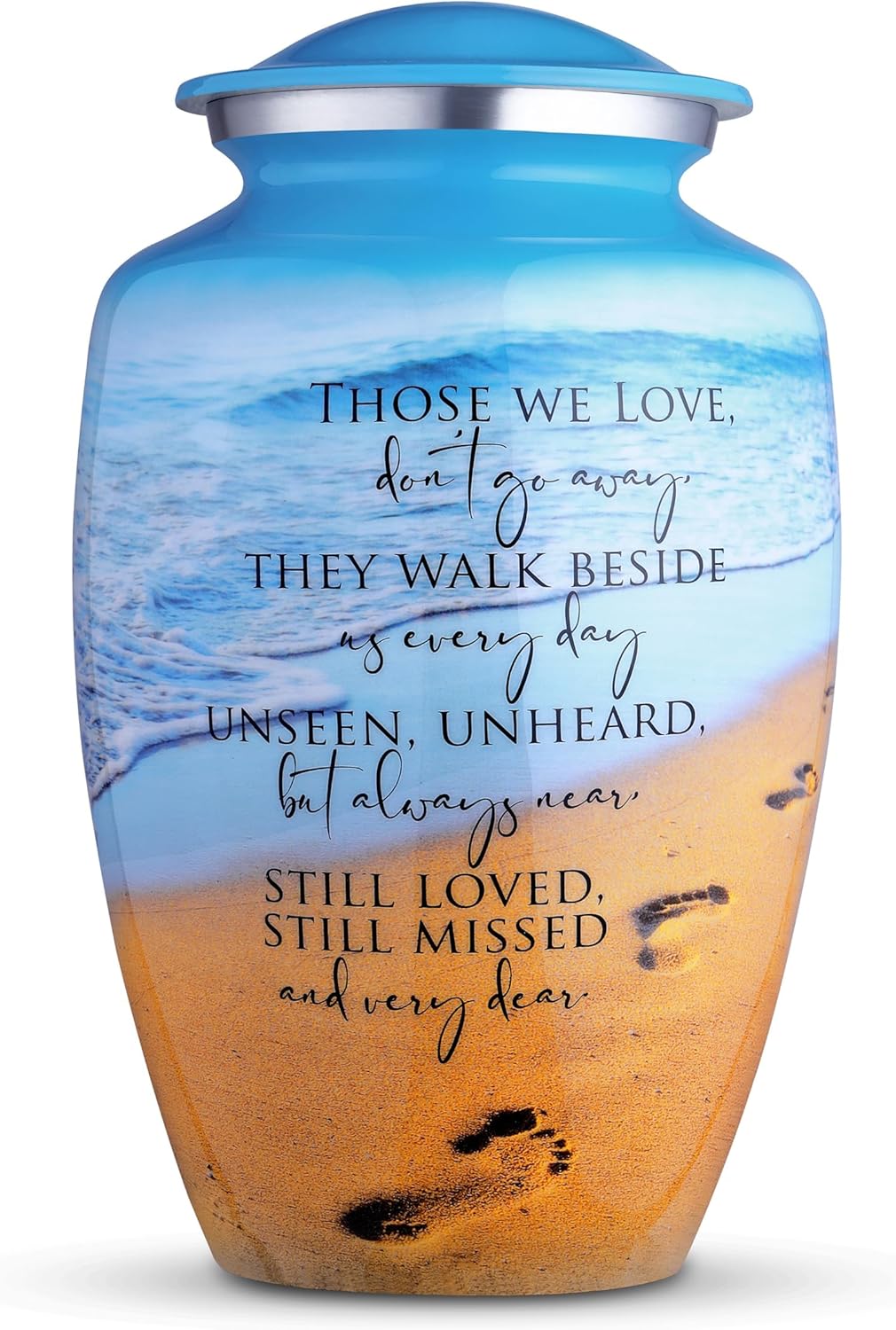 Cremation Urn for Human Ashes - Ocean Blue Large