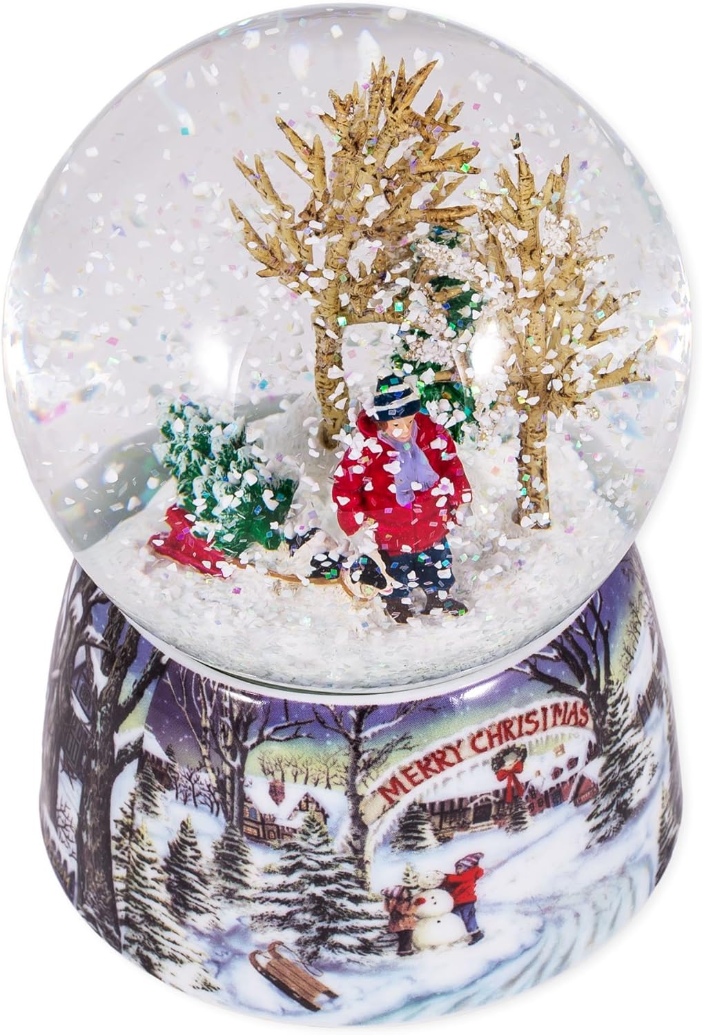 Roman Merry Xmas Snow Globe with Music and Glitter