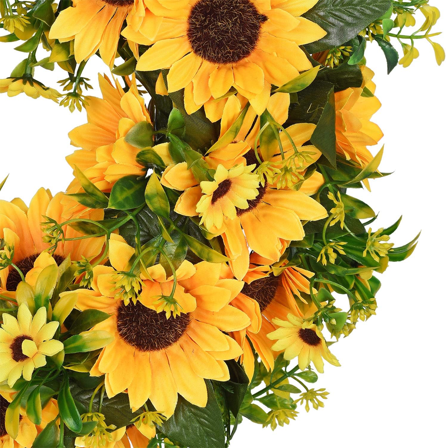 Lvydec Artificial Sunflower Wreath 16 Inch Decorative