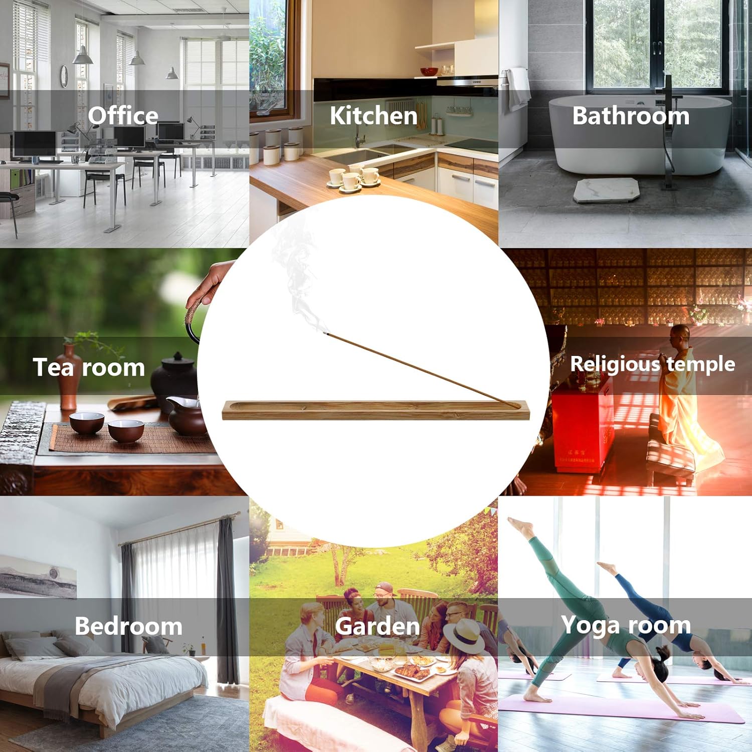 2 Pieces Natural Bamboo Incense Stick Holder with Ash Catcher