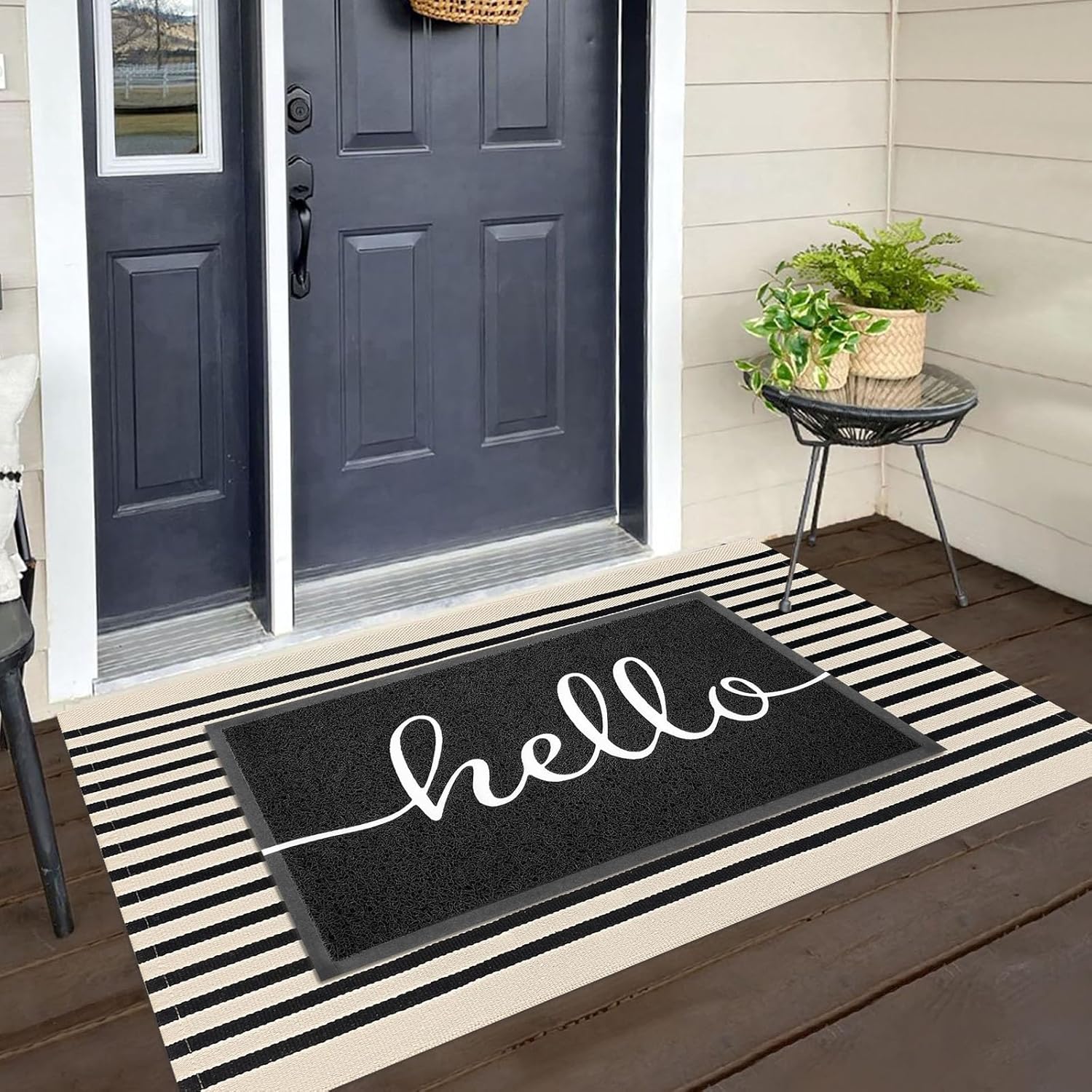 KILOCOCO Beige Striped 3x5 Area Rug