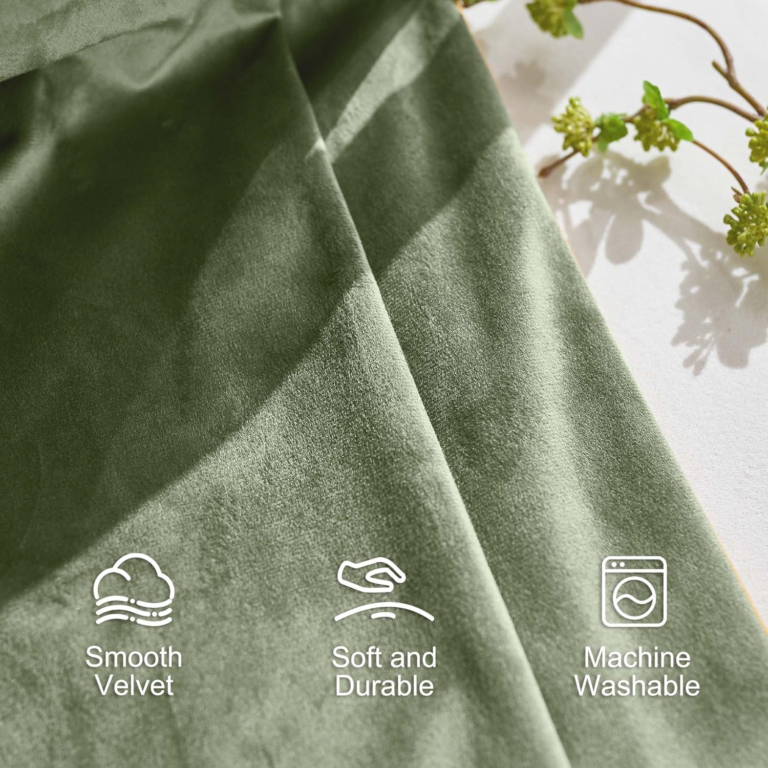 Lazzzy Velvet Thermal Insulated Curtain 84 Inch Sage Green
