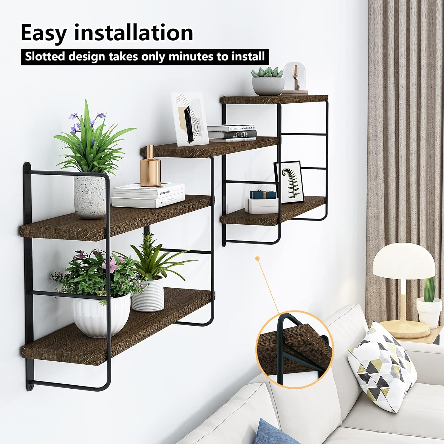MXCSE Floating Shelves 5pc Brown Wall Mount
