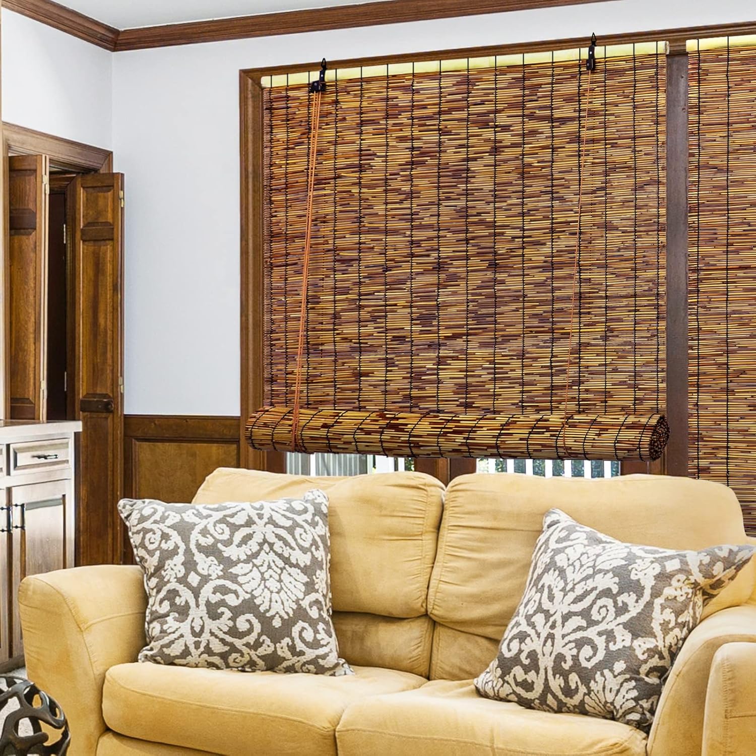 Bamboo Roll-up Shade 2 Pack for Outdoor Window
