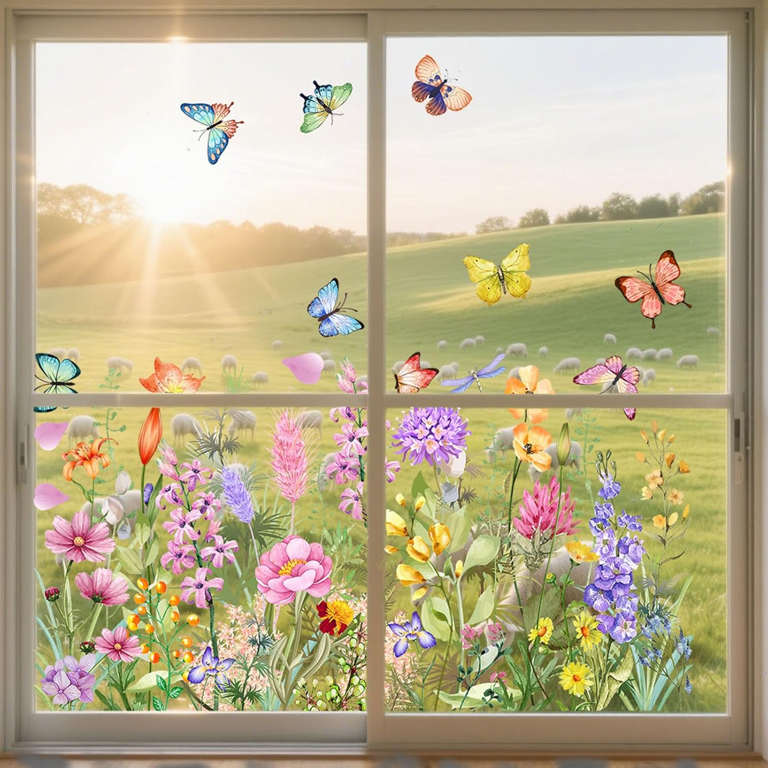 PASUXI 2 Sets Flower Window Clings for Glass Windows