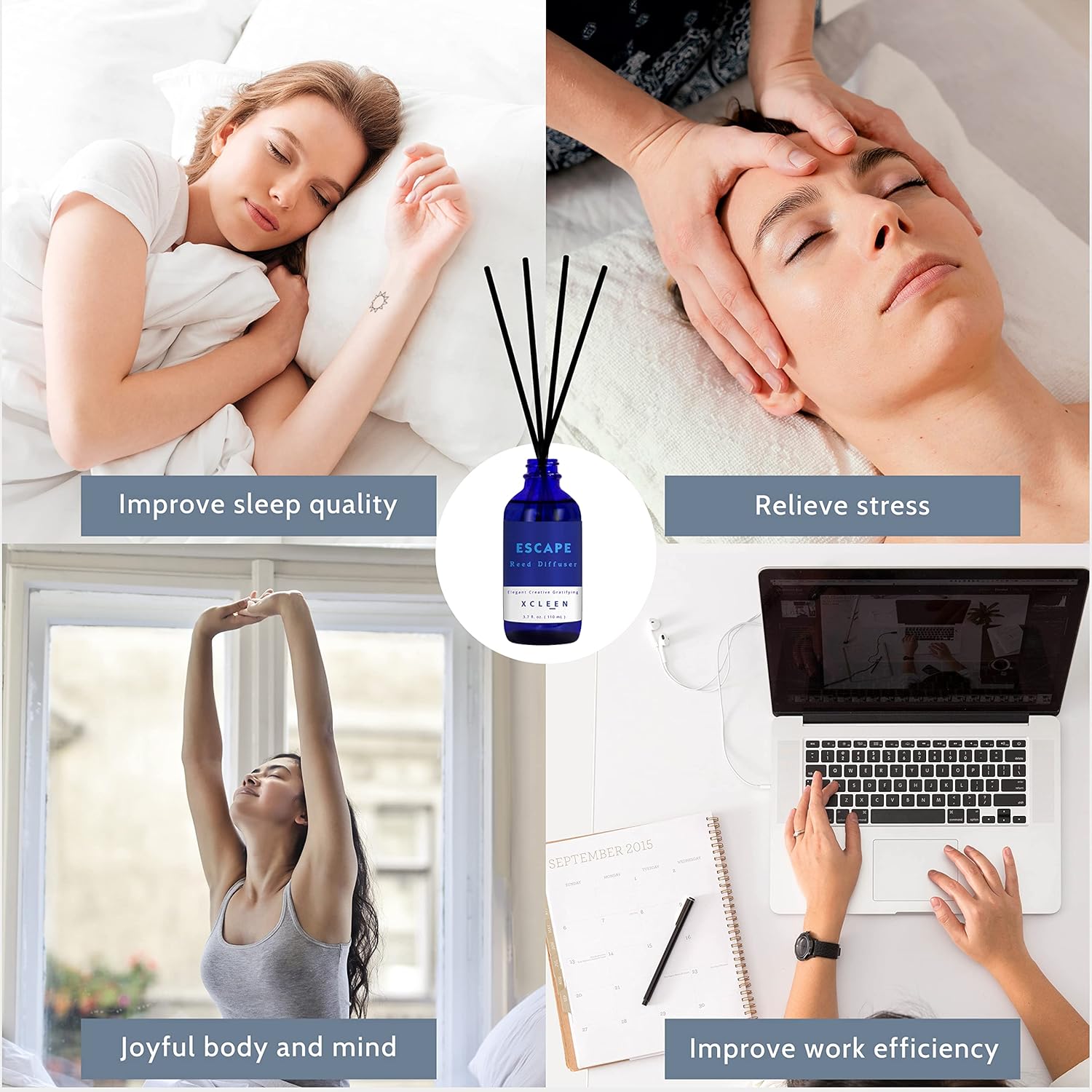 Xcleen Reed Diffuser Set with 6 Sticks and 37 Oz Oil