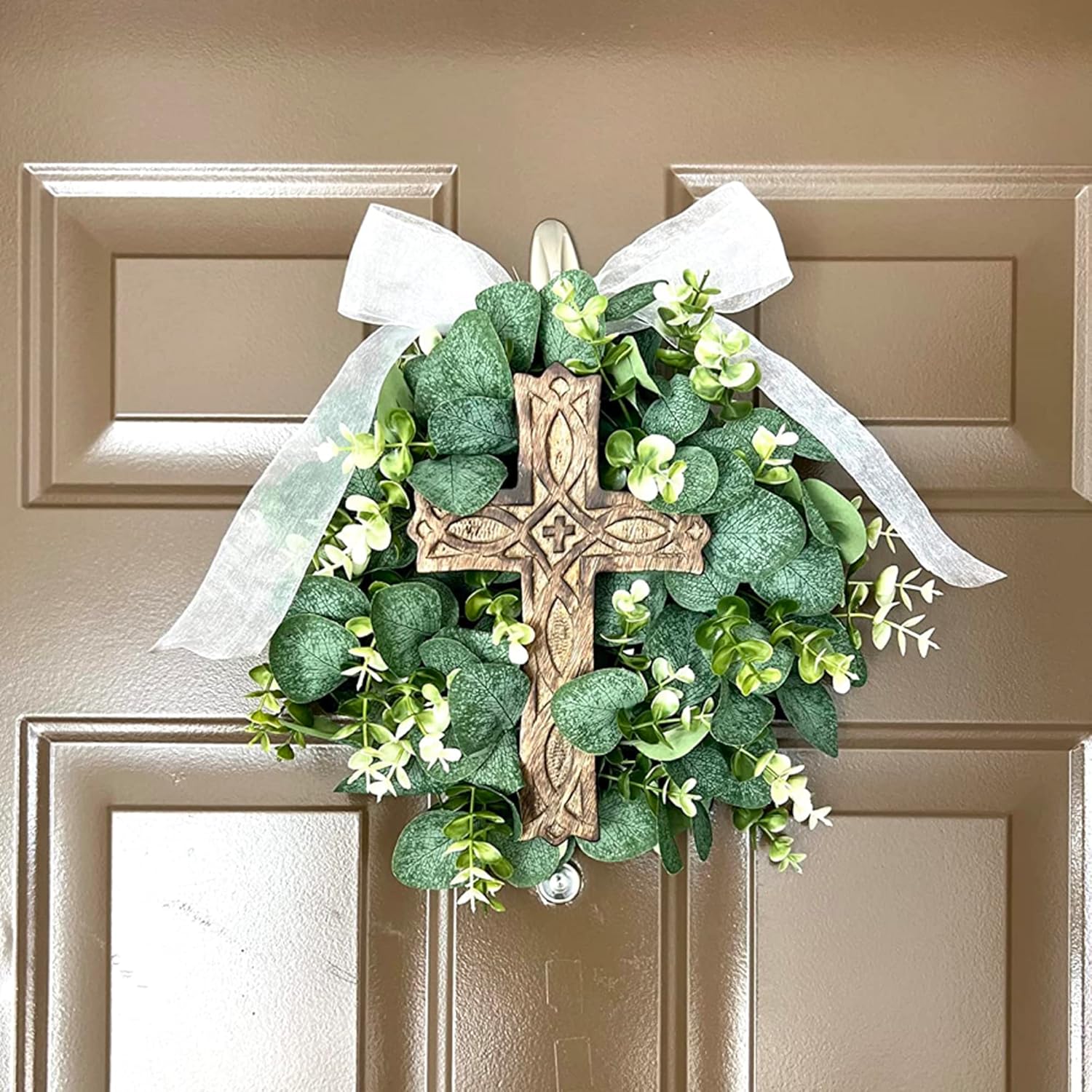 KSJONE 10 Inch Wooden Wall Hanging Cross Decor