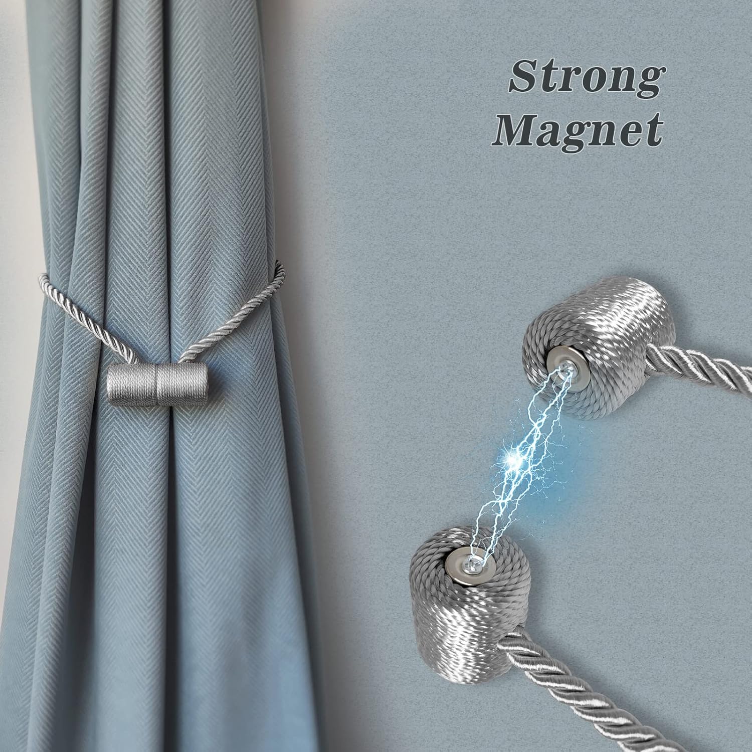 Hion Magnetic Curtain Holdbacks Grey 4 Pack