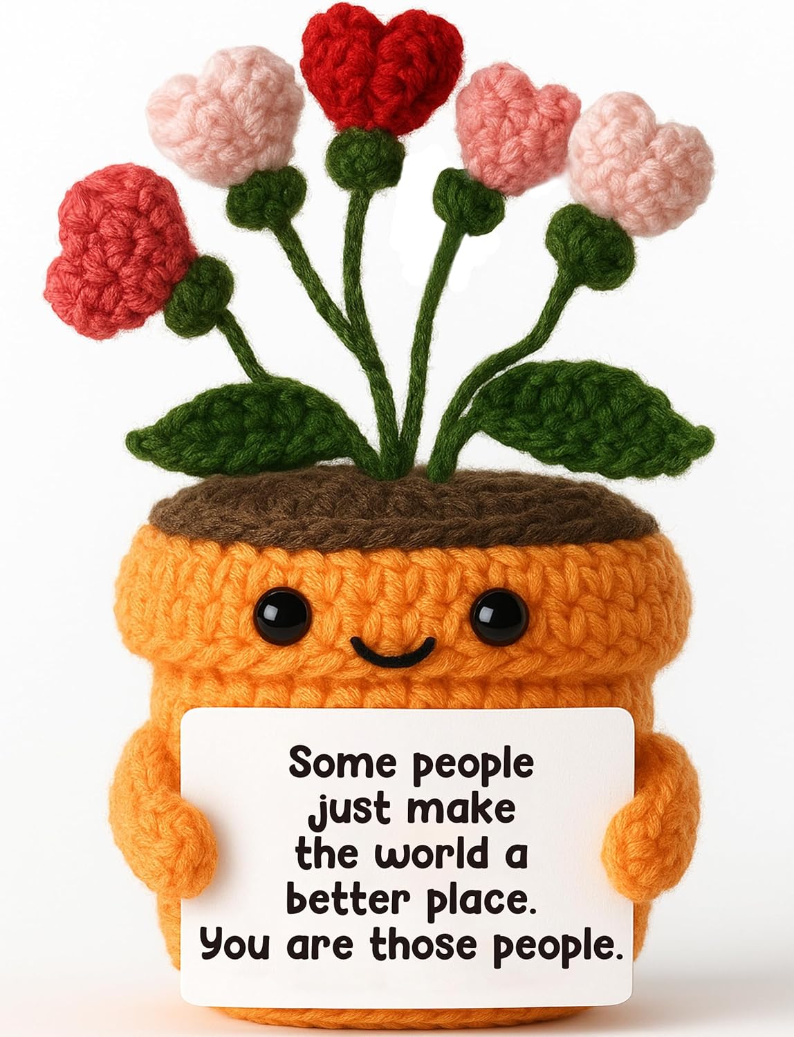 Crochet Heart Flower Plush Quote Gift