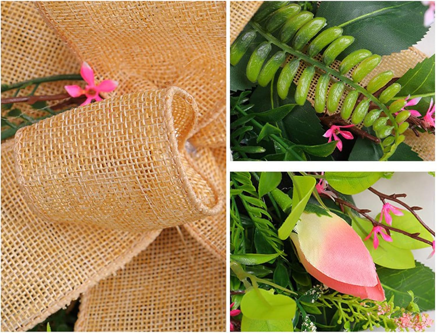 Tulips Teardrop Swag with Burlap Bow and Greenery