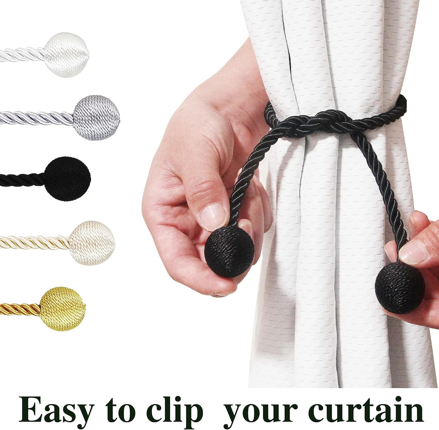 Modern Black Rope Curtain Tiebacks for Drapes