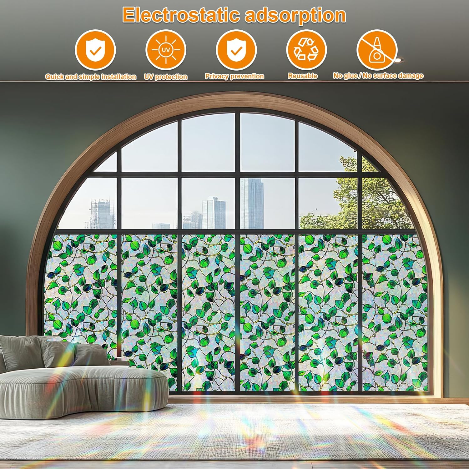 Somwise Window Privacy Film with Rainbow Holographic Effect