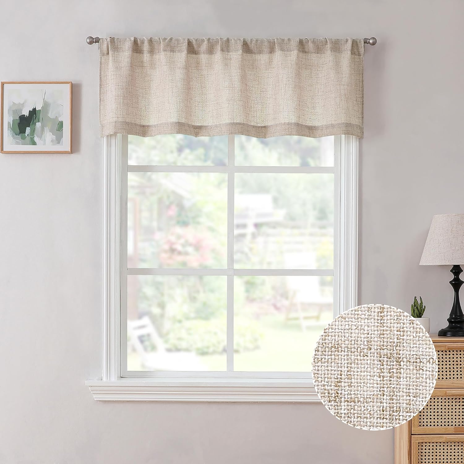 Tollpiz Linen Valance 54 x 16 Inch Semi Sheer Curtain Drape