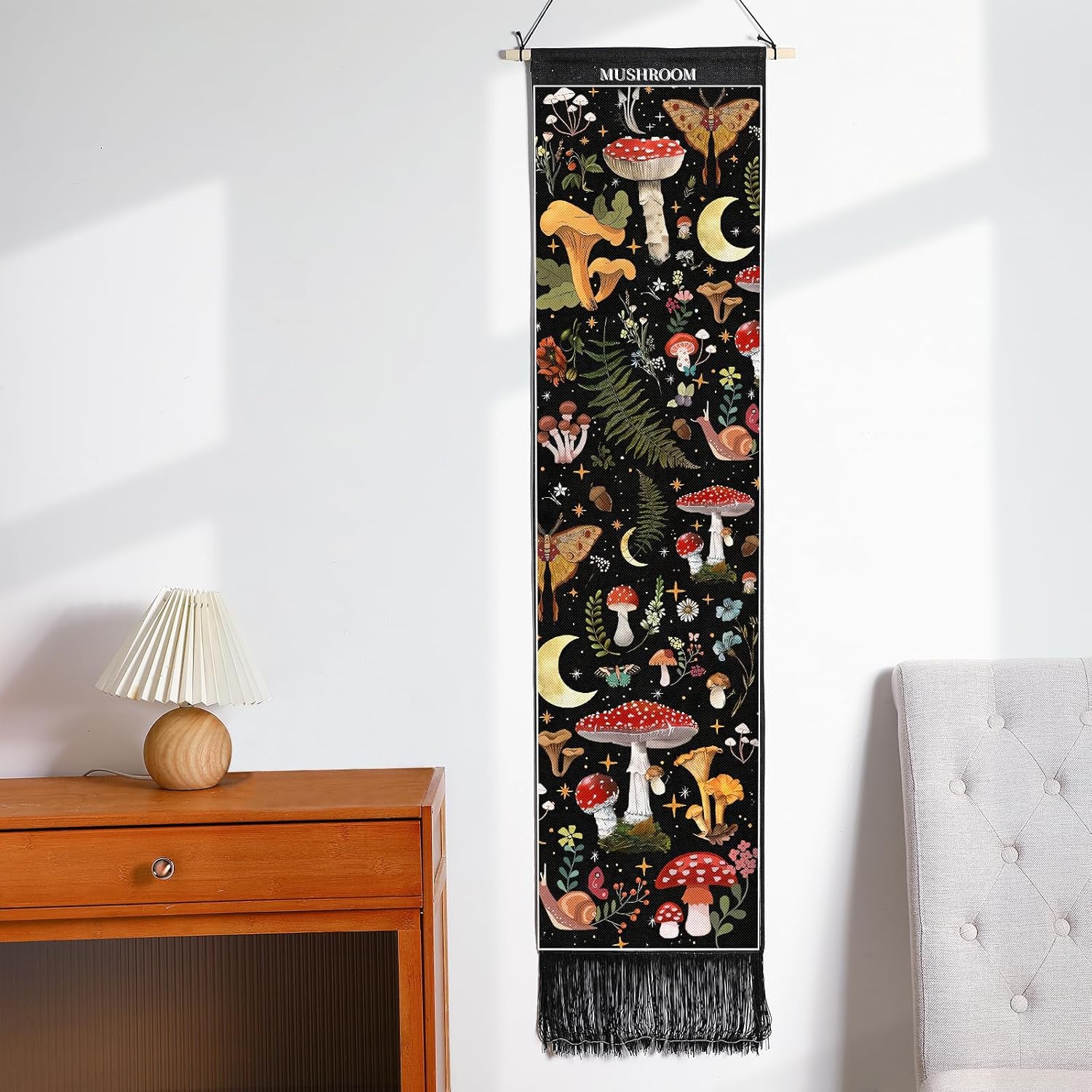 Tegeme Vintage Mushroom Wall Tapestry 52x13 Inch