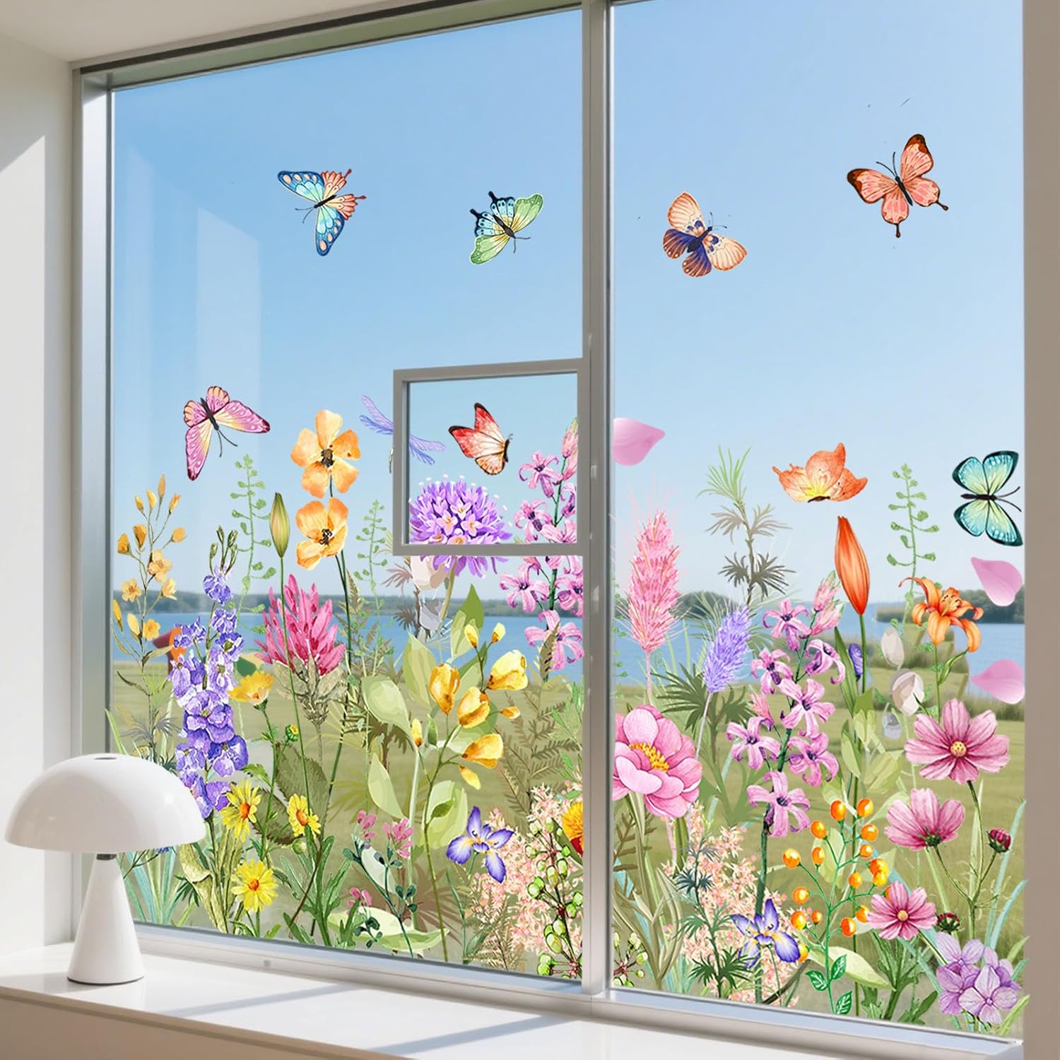 PASUXI 2 Sets Flower Window Clings for Glass Windows