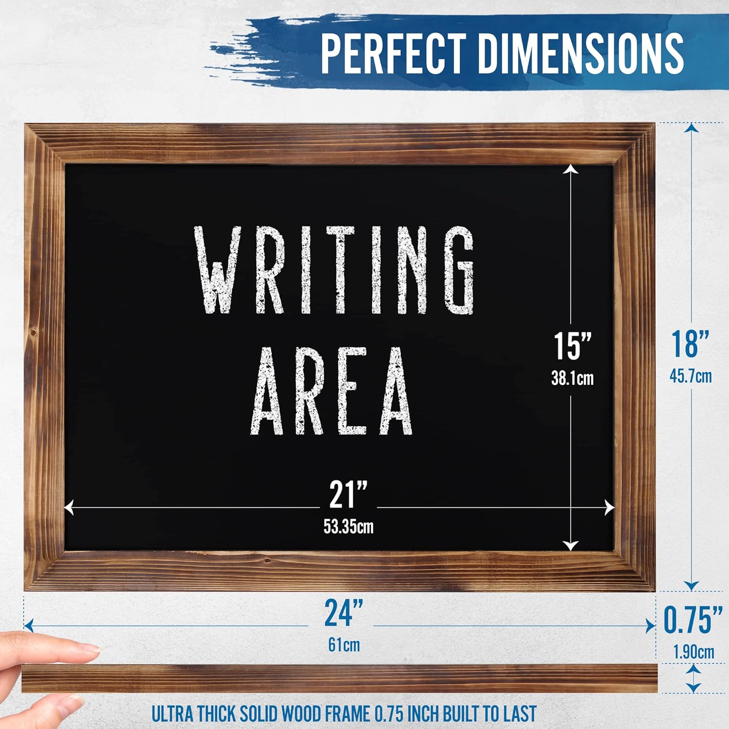 HBCY Creations 18 x 24 Torched Brown Wood Frame Chalkboard
