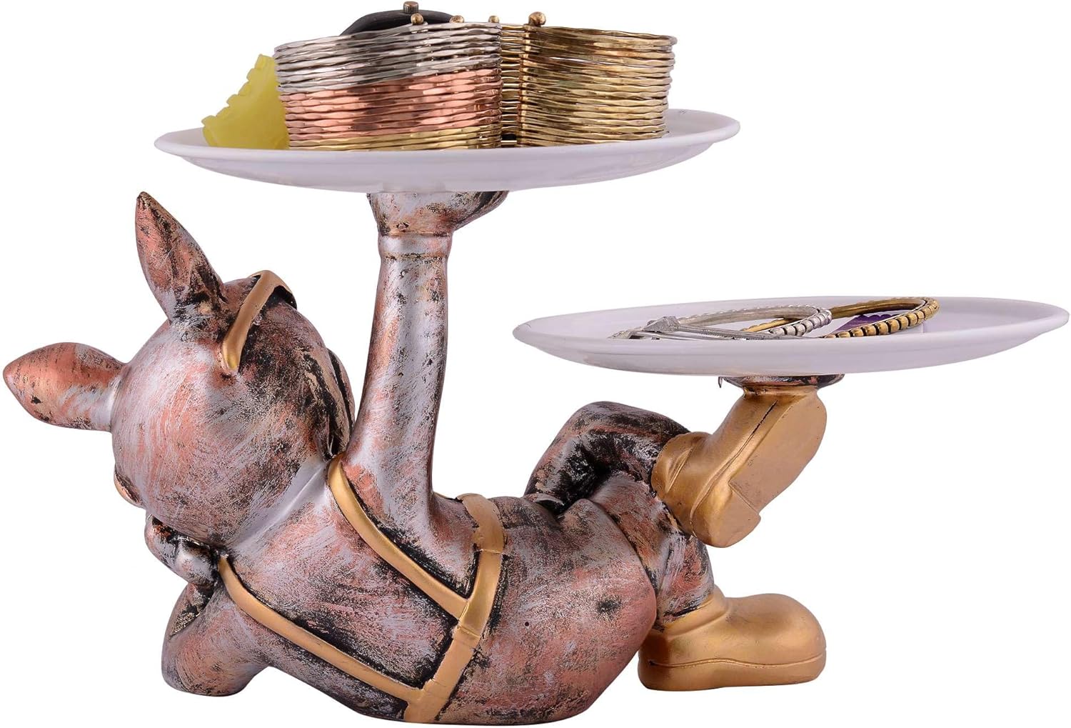 Cute Cool Dog Sculpture with Plate for Home Decor