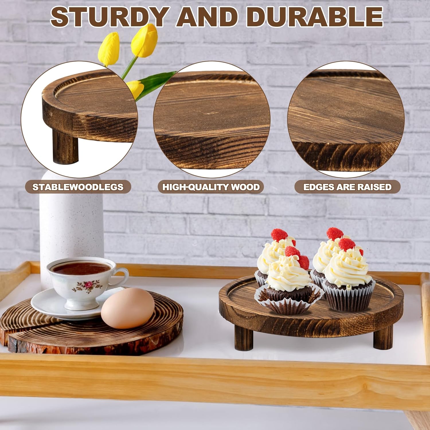 6PCS Rustic Wooden Risers for Display