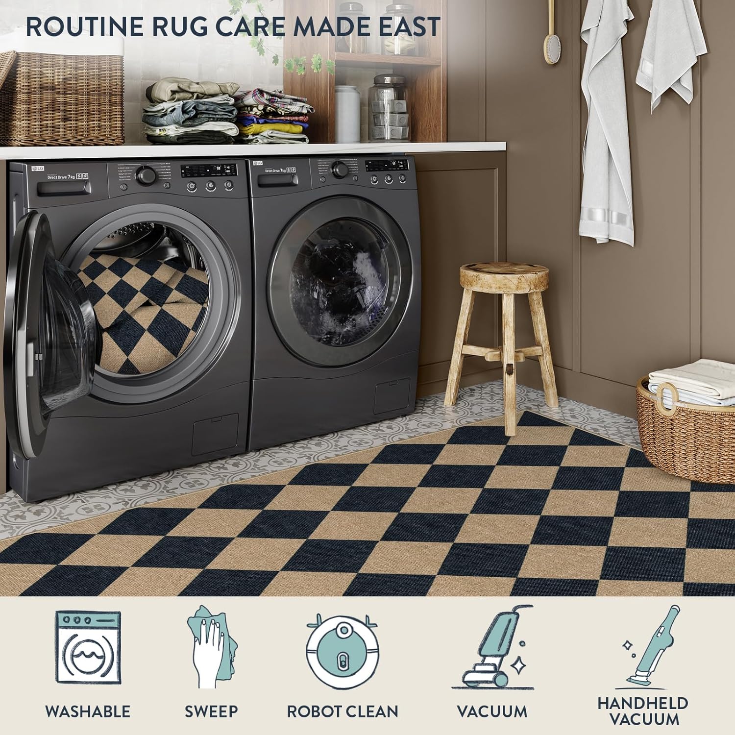Lahome Checkered 3x5 Jute-Like Outdoor Rug