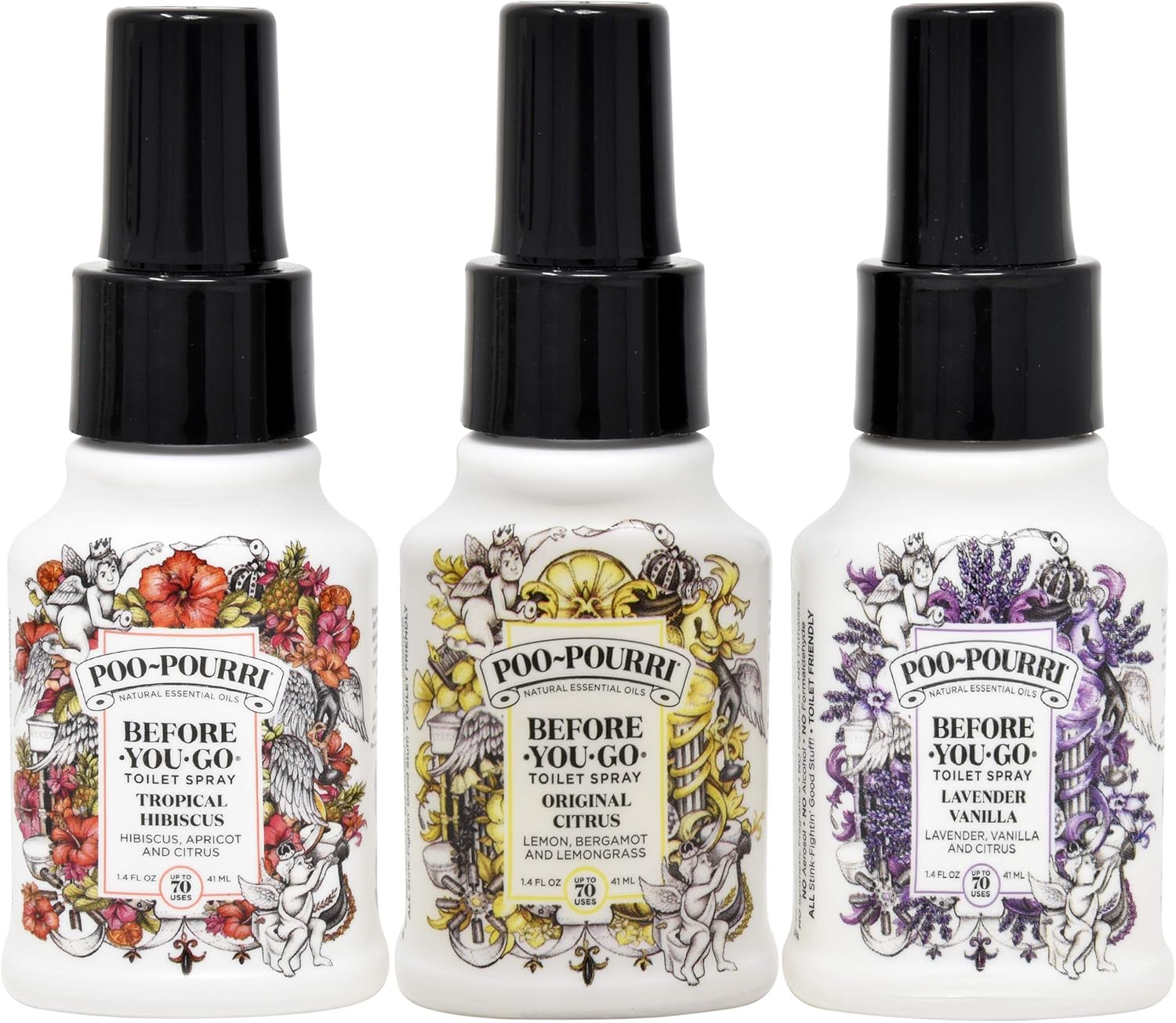 Poo-Pourri Original Citrus Lavender Vanilla Tropical Hibiscus 14 Oz Set