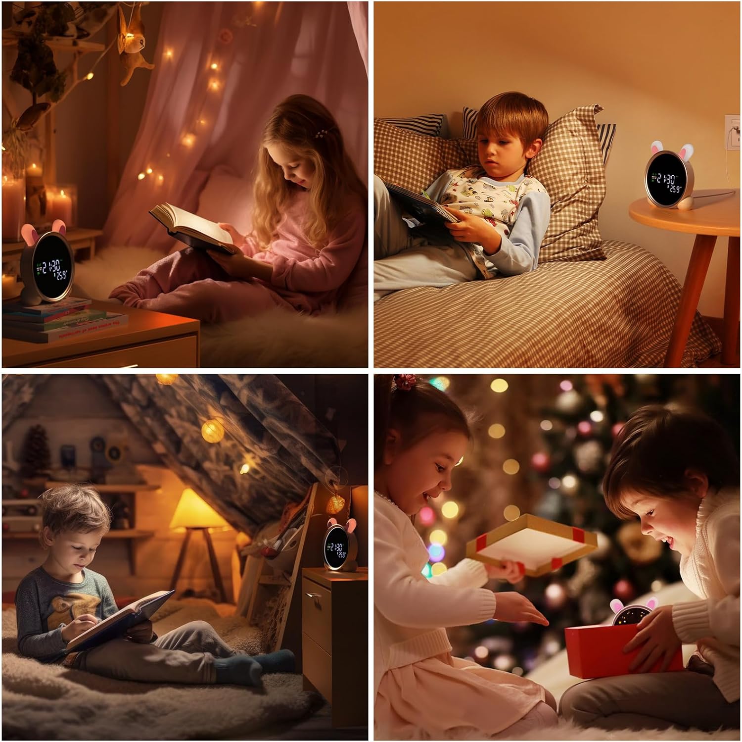 Kids Alarm Clock with Night Light and Sleep Training Rabbit