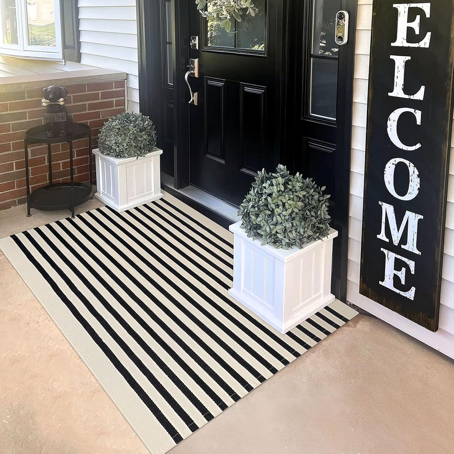 KILOCOCO Beige Striped 3x5 Area Rug
