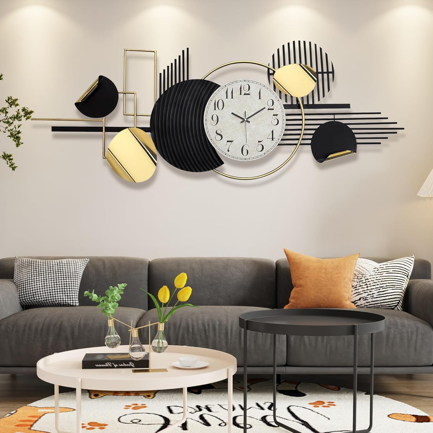 HAVFIFK Modern Geometry Wall Clock 591 X 228