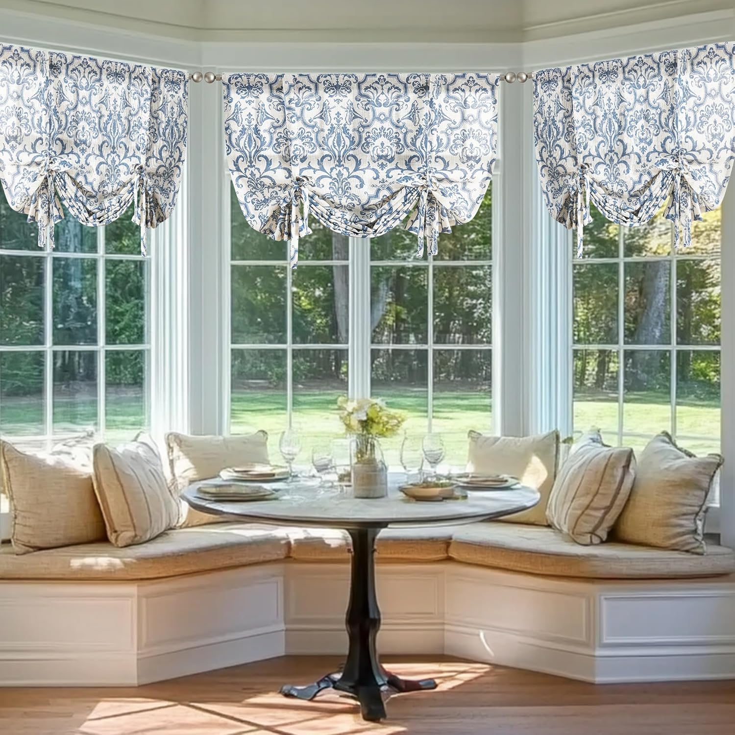 Jinchan Linen Valance Curtain 45 Inch Slate Blue