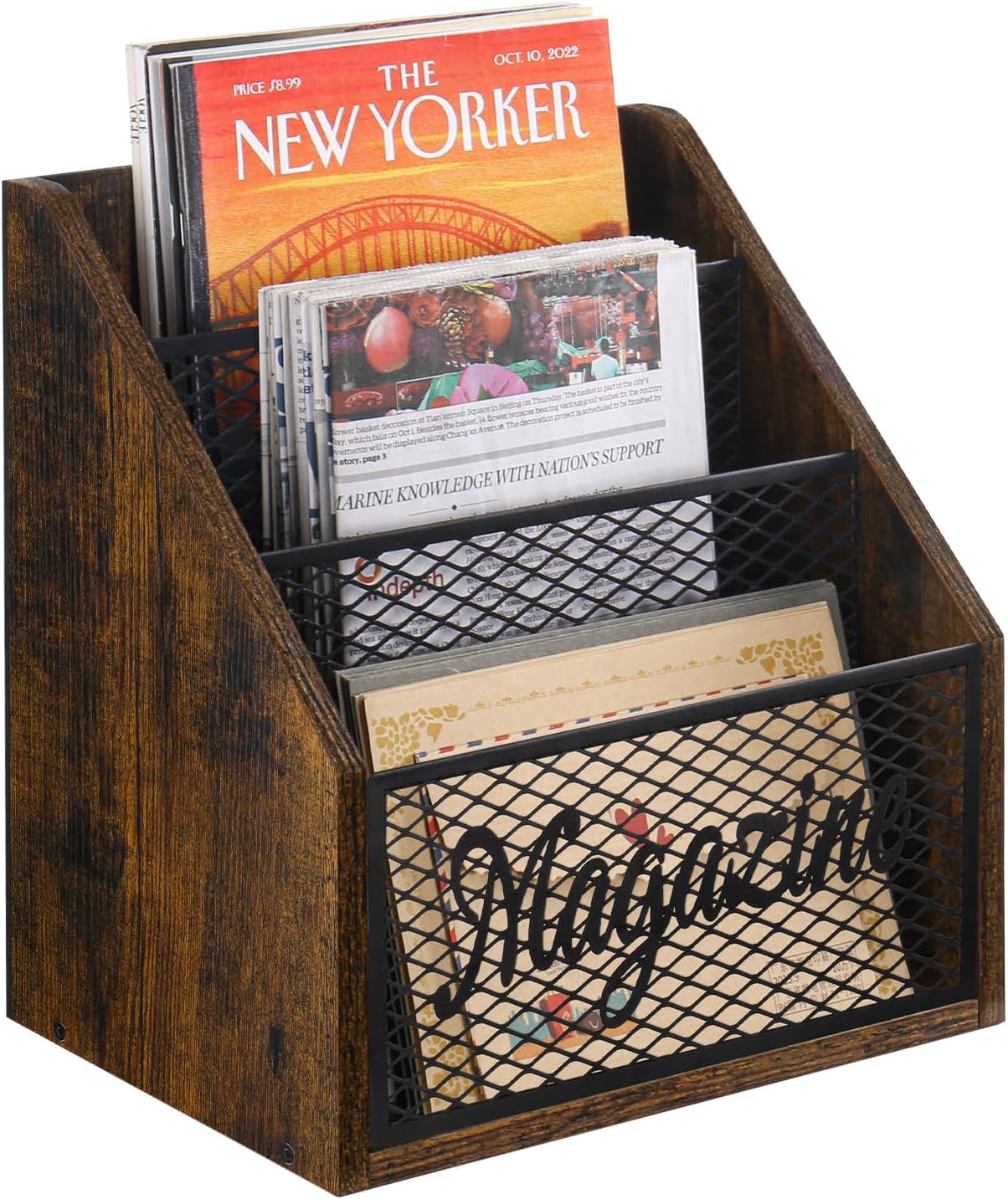 YINMIT 3 Tier Magazine Holder Floor Rack