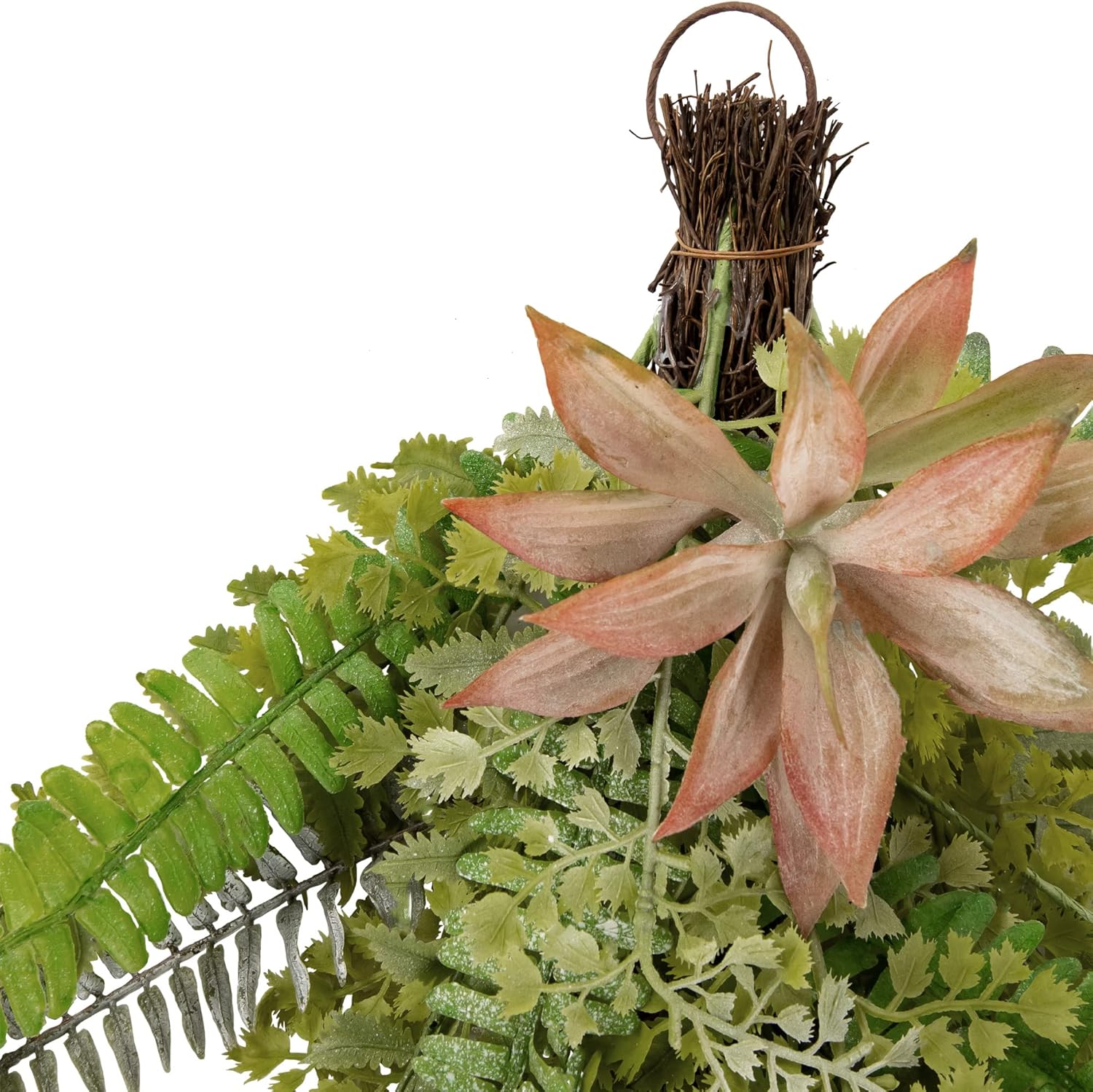 Northlight Fern and Succulents Artificial Spring Teardrop Swag 28 Inch