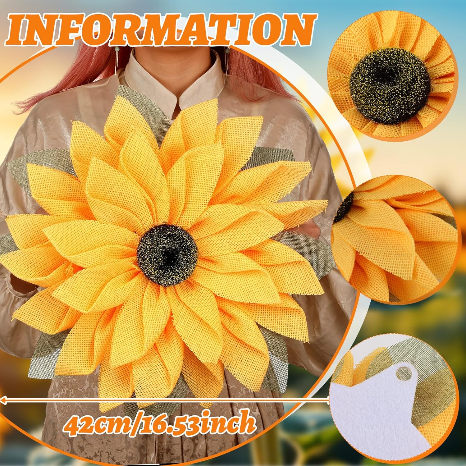 Peryiter 1654 Inch Sunflower Wreath Front Door Decor