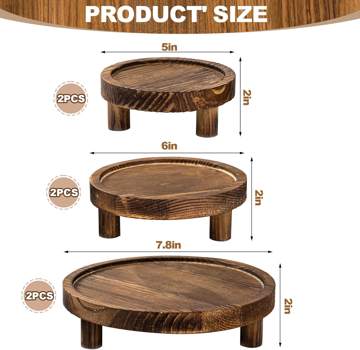 6PCS Rustic Wooden Risers for Display
