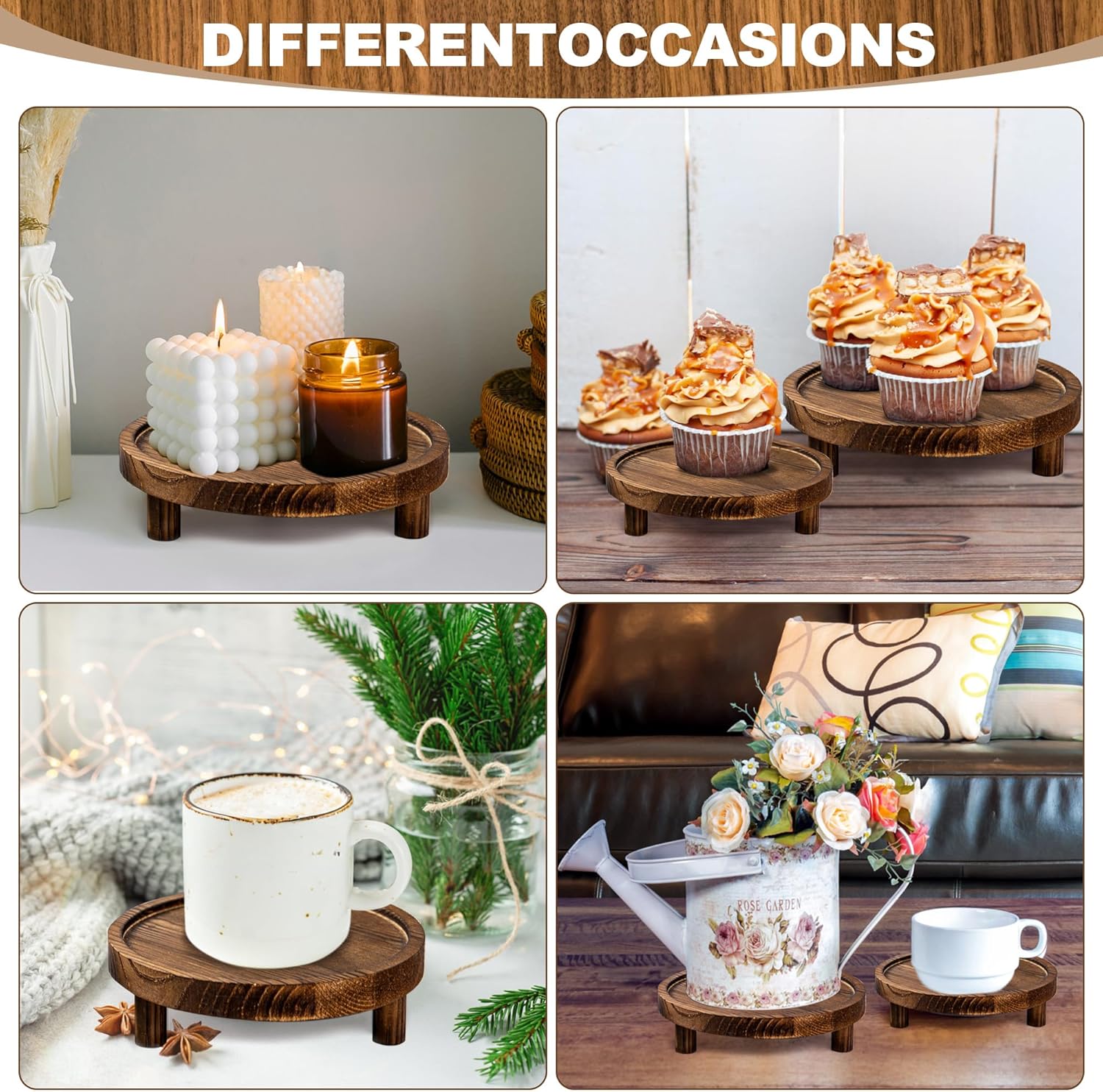 6PCS Rustic Wooden Risers for Display