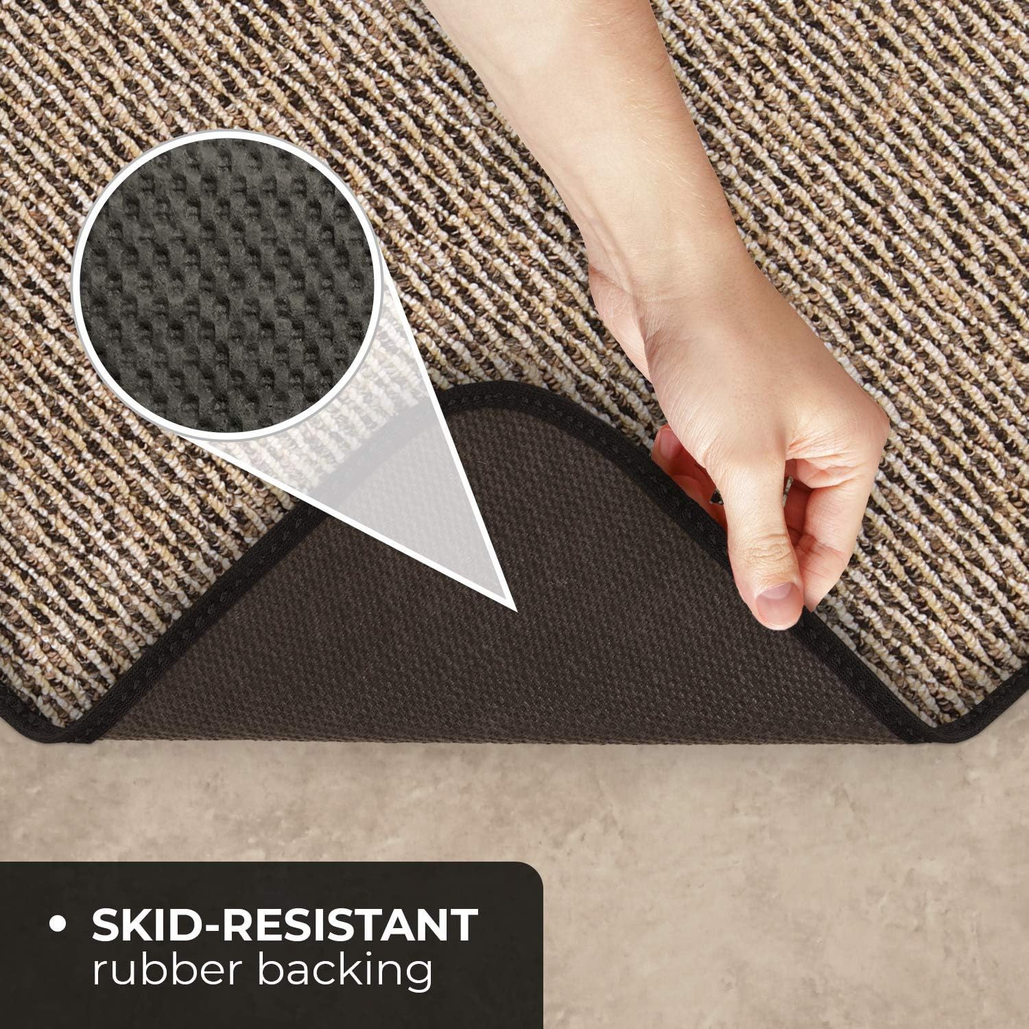House Home and More Skid-Resistant Carpet Runner Black Ripple 12x27