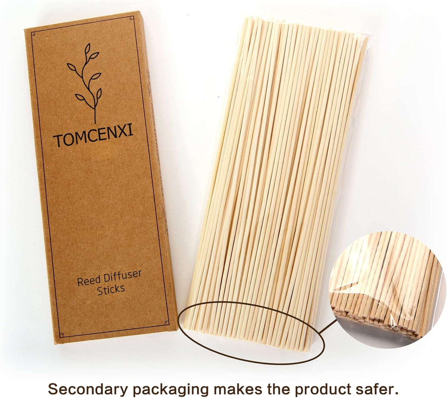 TOMCENXI 120PCS 75 Inch Reed Diffuser Sticks Natural Rattan Refills