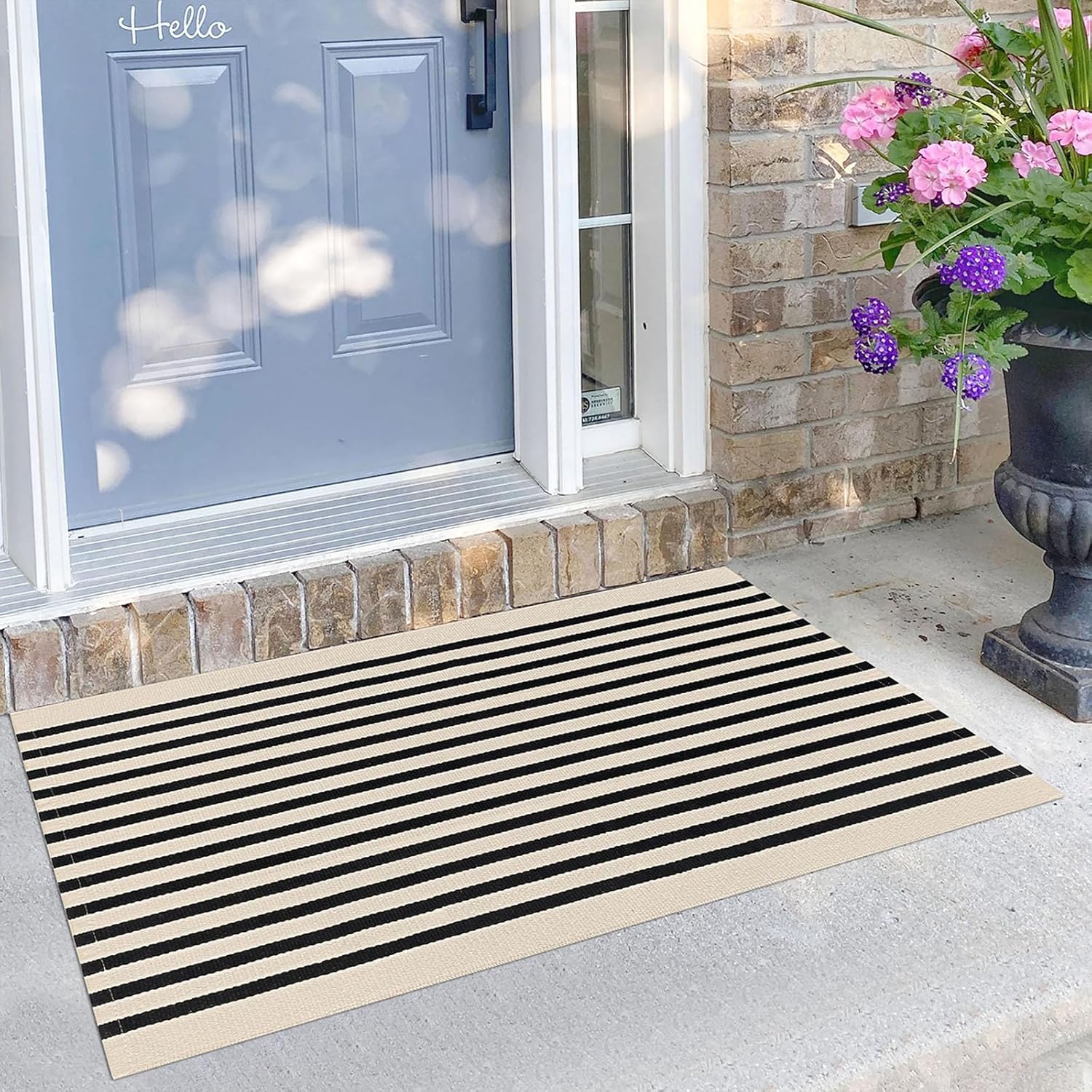 KILOCOCO Beige Striped Front Door Rug 23x36