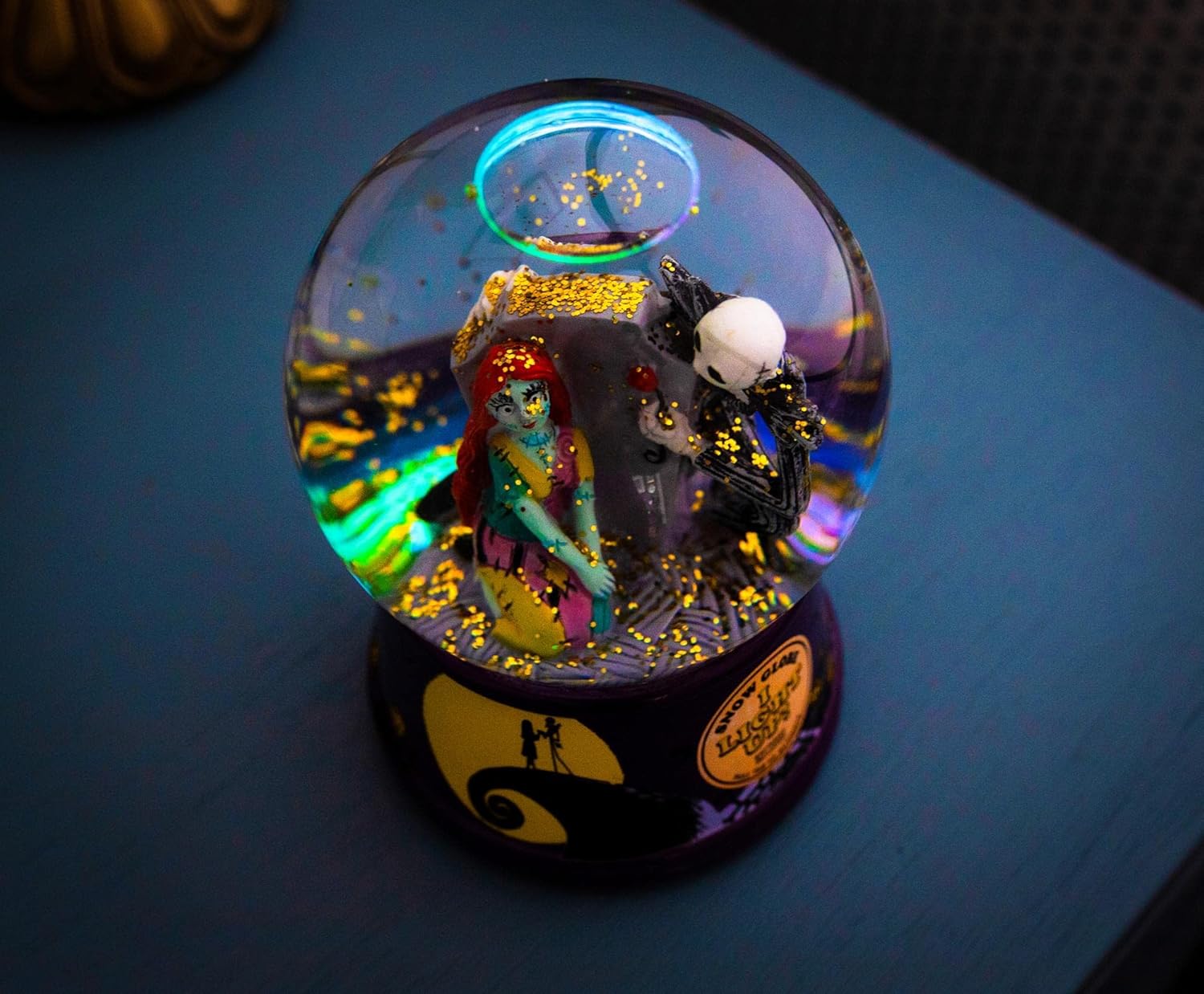 Disney Nightmare Before Christmas Jack Sally Light Up Snow Globe