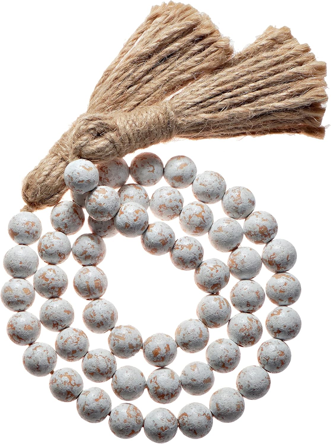 Farmhouse Wood Bead Garland Decor Tassels