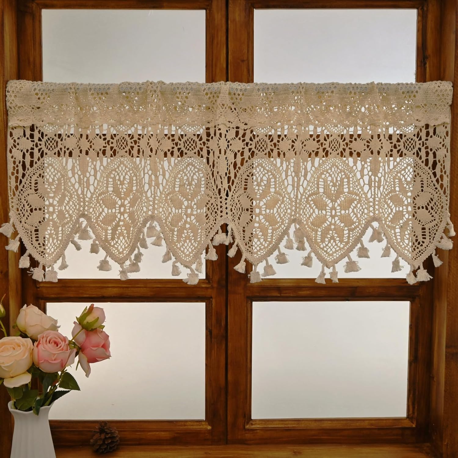 Boho Curtain Valance for Small Windows 47x26