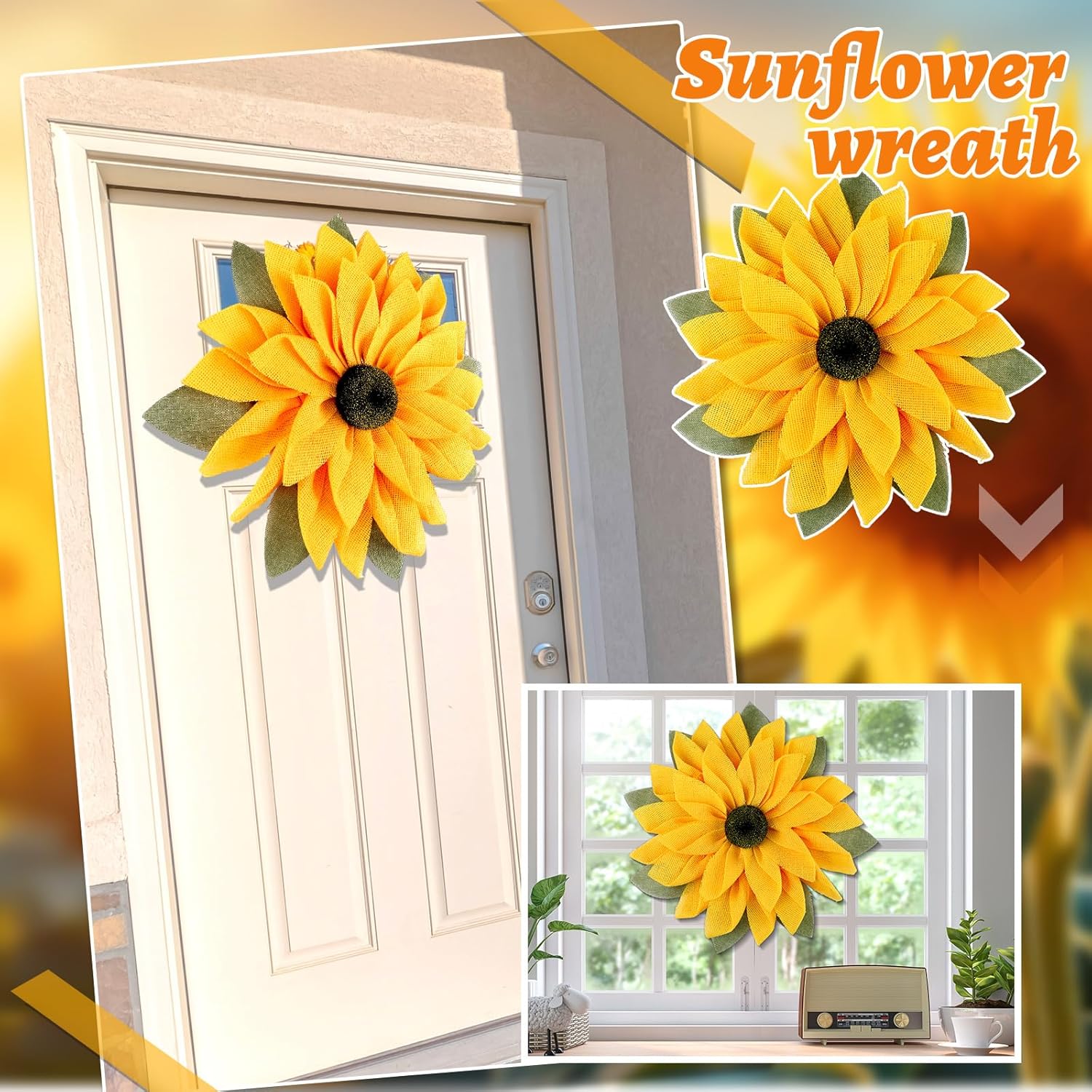 Peryiter 1654 Inch Sunflower Wreath Front Door Decor