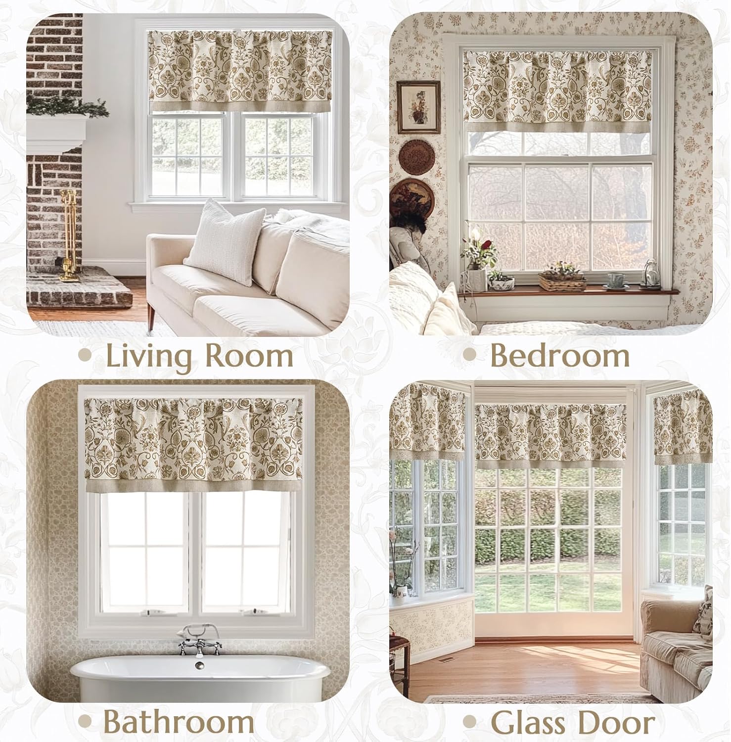 Jinchan Double Layer Linen Valance Window Curtain