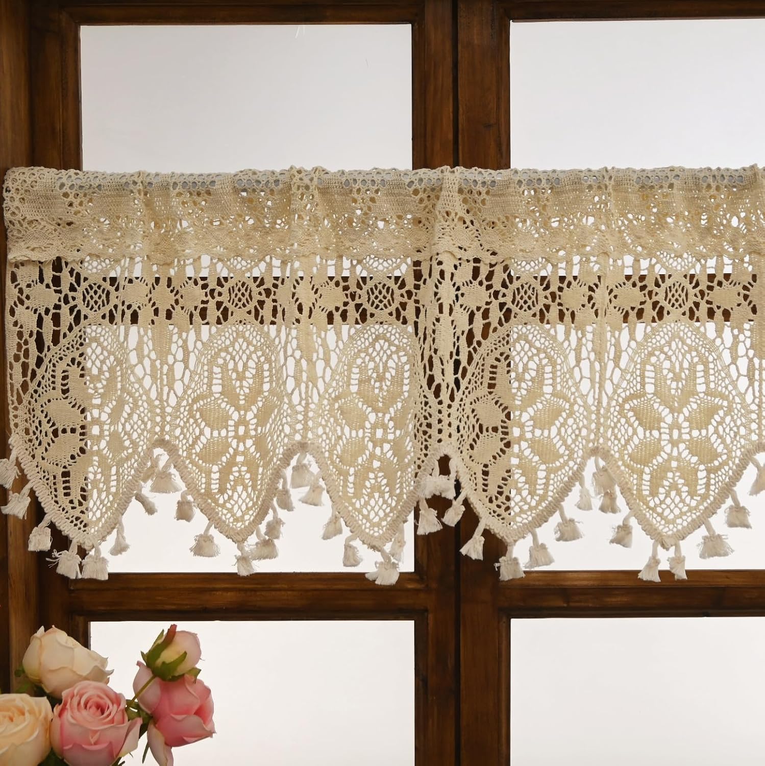 Retro Crochet Valance for Kitchen Window 1 Panel