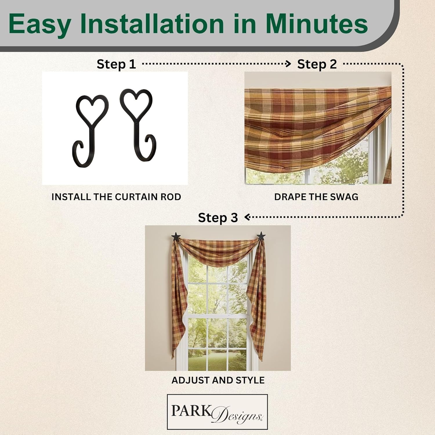 Park Designs Saffron Fishtail Swag Curtain