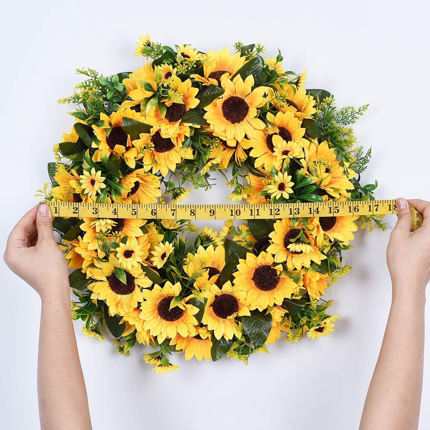 Lvydec Artificial Sunflower Wreath 16 Inch Decorative
