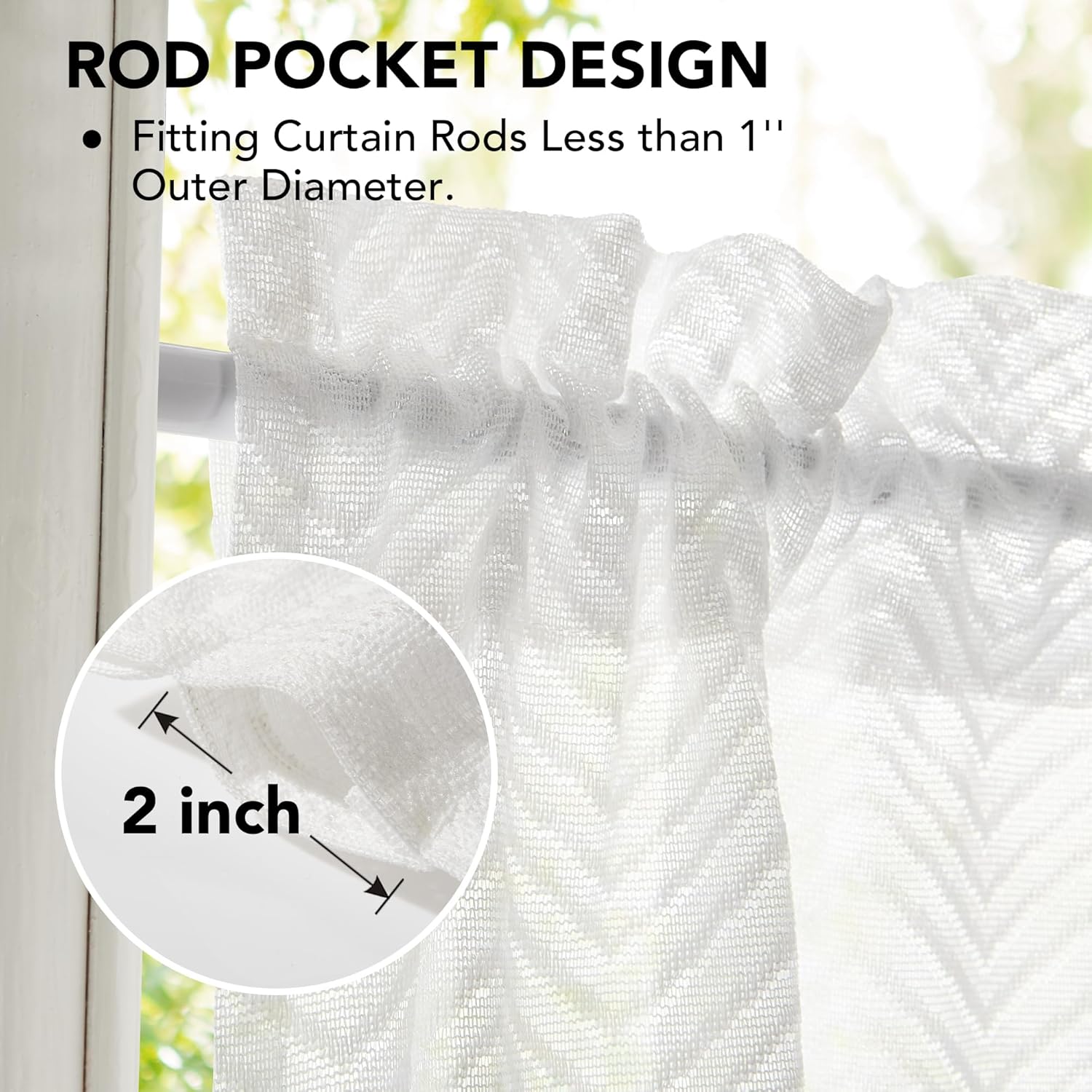 Deconovo Sheer Curtains with Floral Pattern Rod Pocket 2 Panels Set
