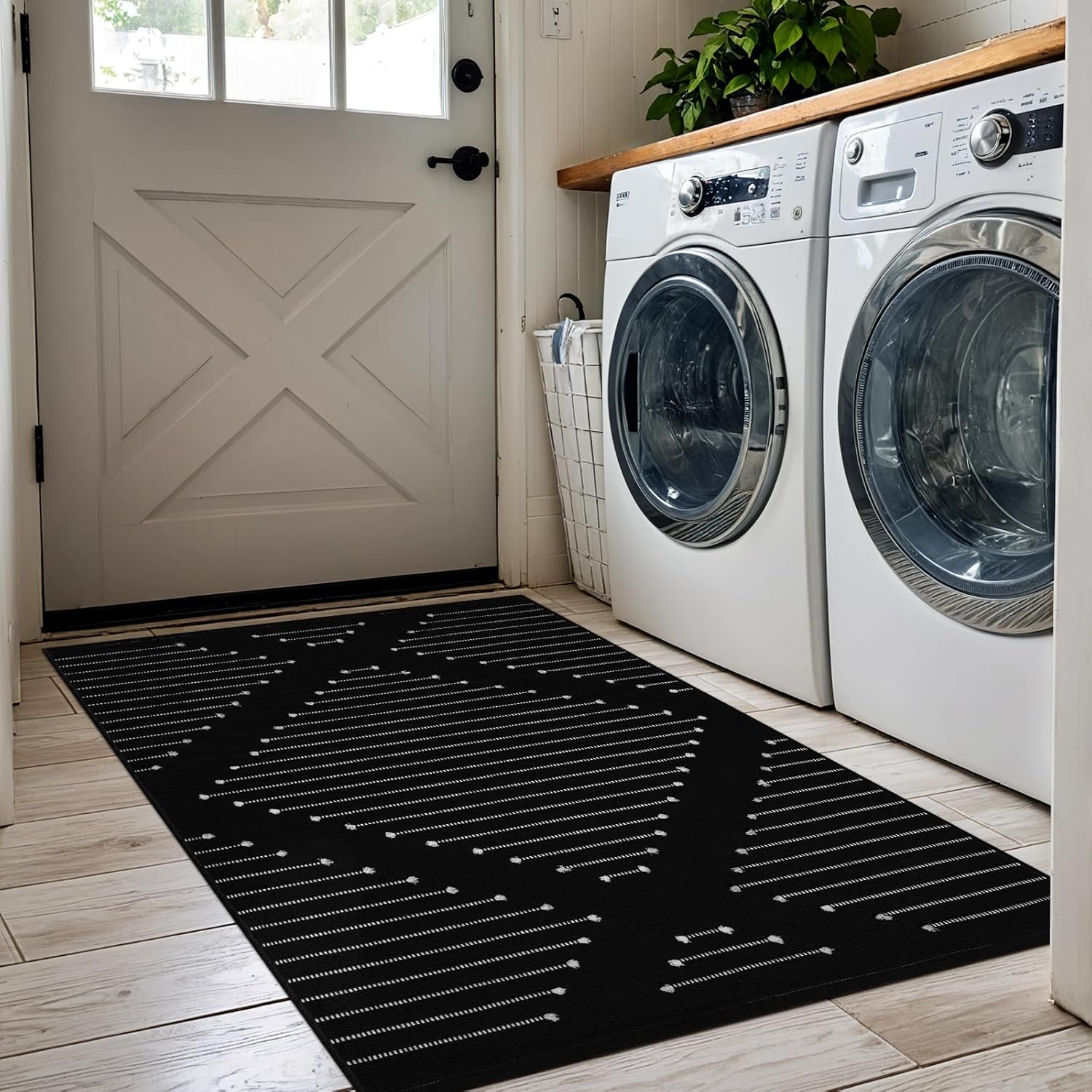 Livebox Black Boho Entry Rug 24 x 37