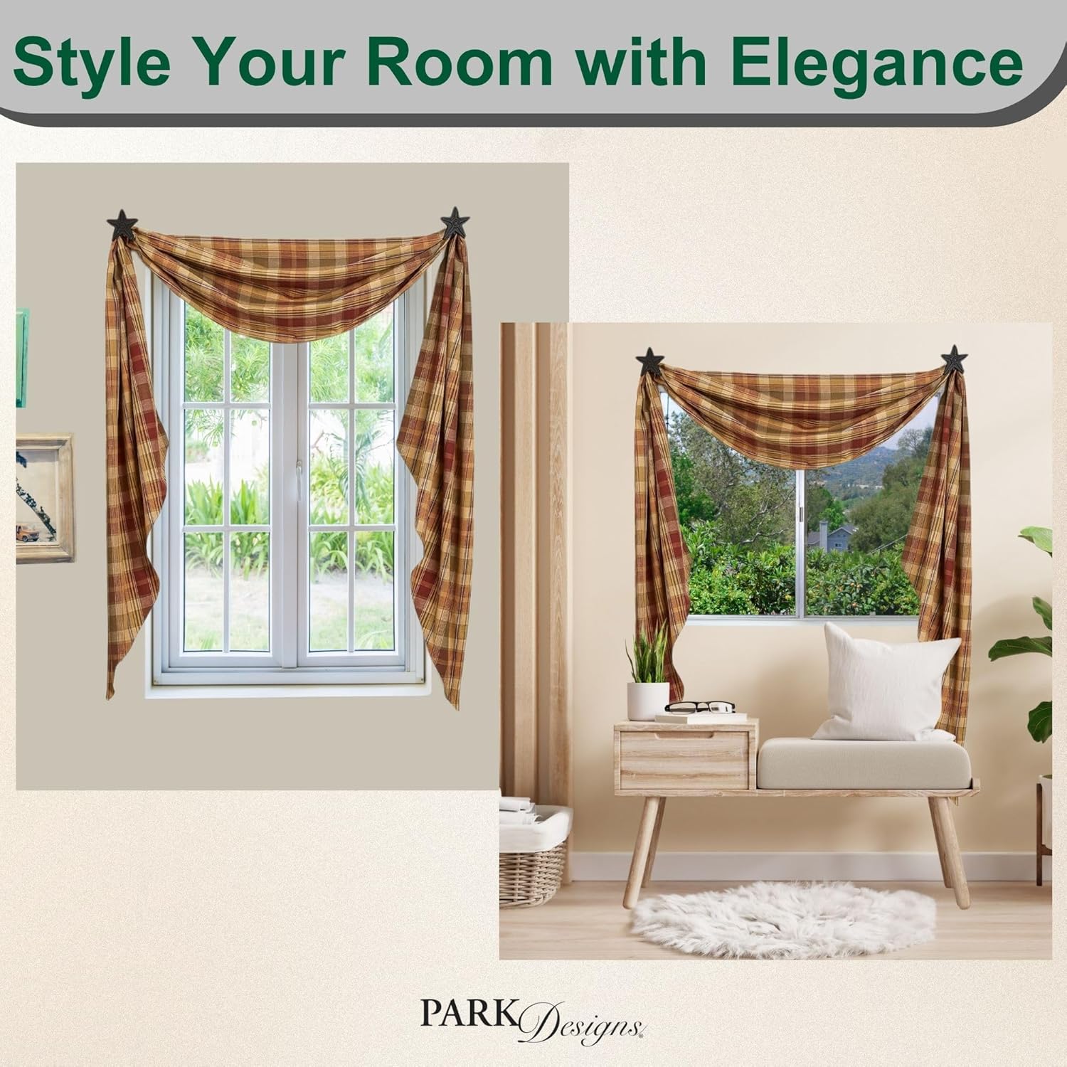 Park Designs Saffron Fishtail Swag Curtain